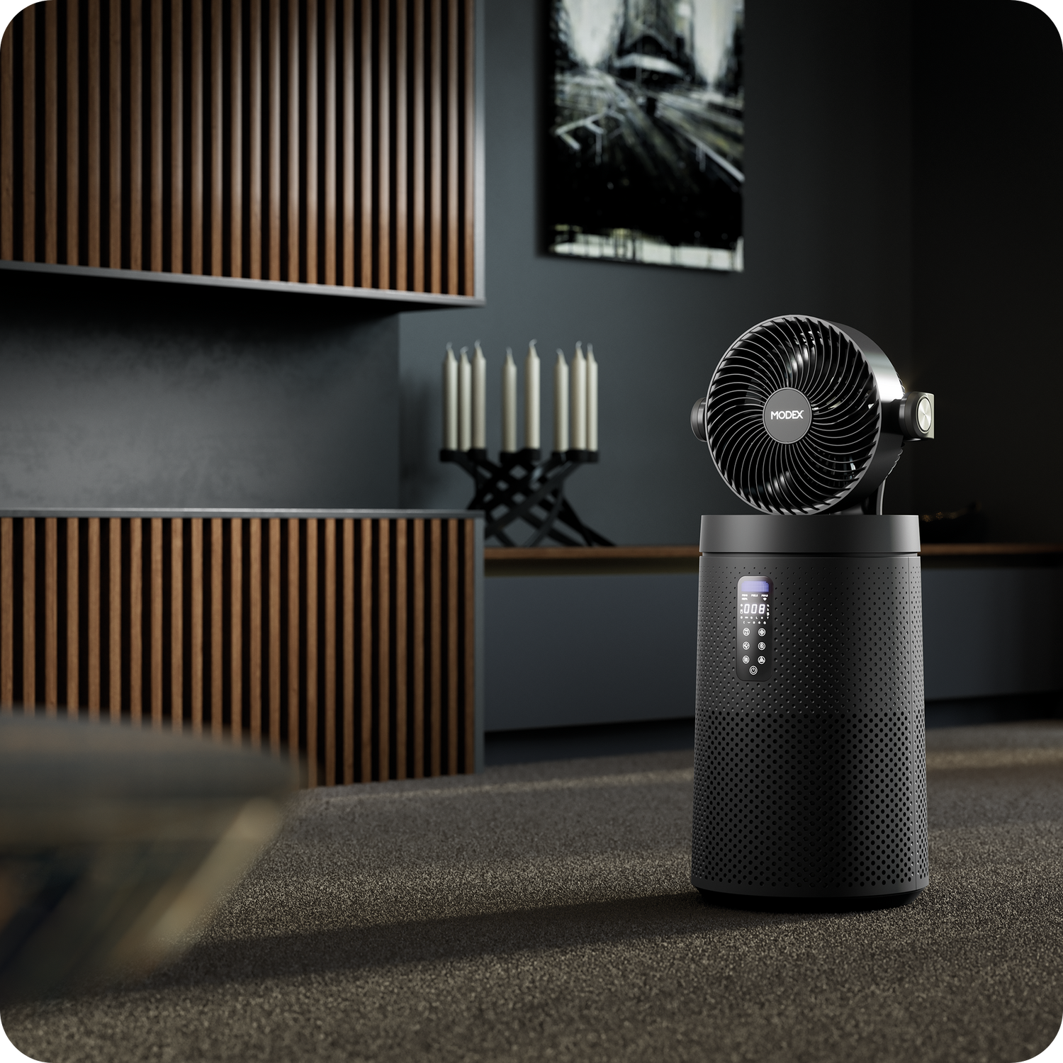 MODEX AP1900 air purifier designed to cover and purify large room areas.