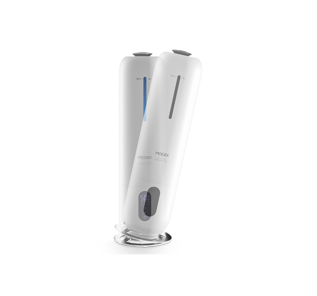 White humidifier with visible brand logo on a white background