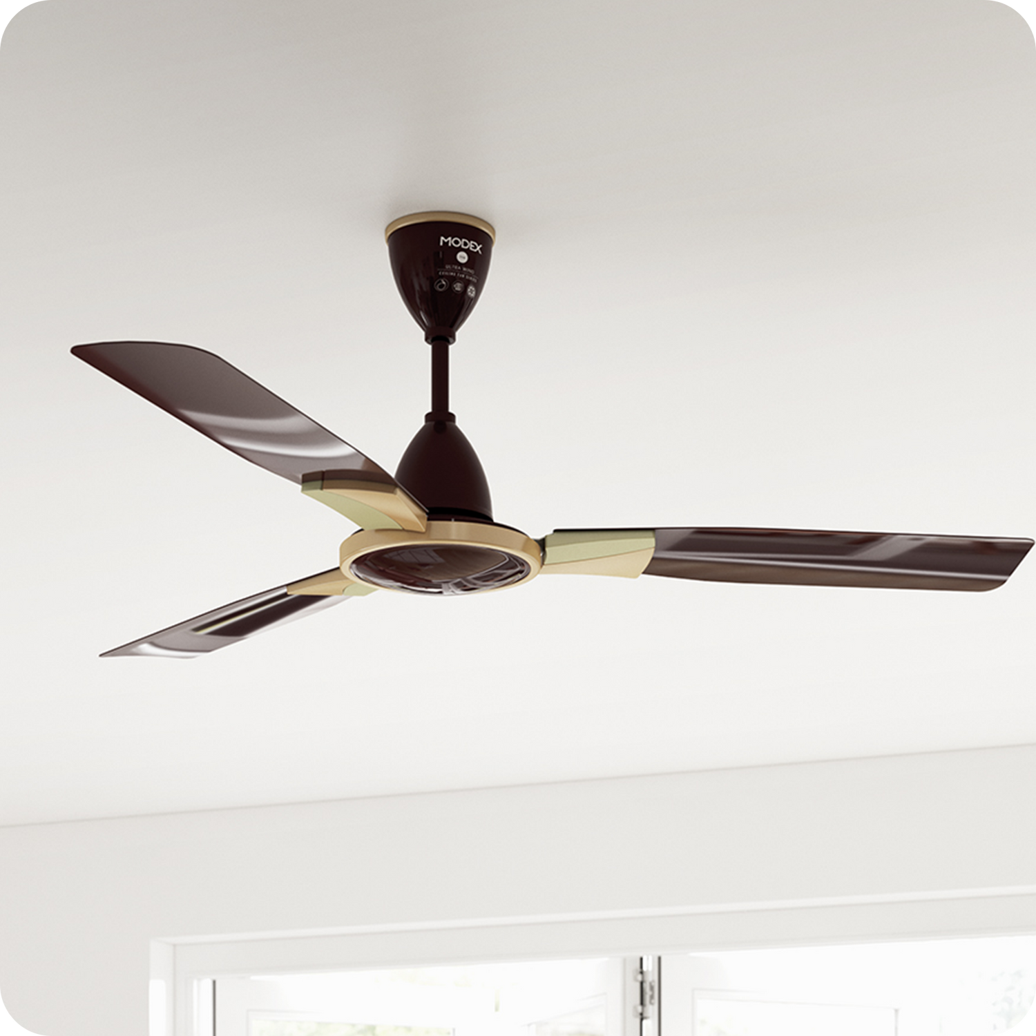 CF5690 Modex ceiling fan installed above a family living area
