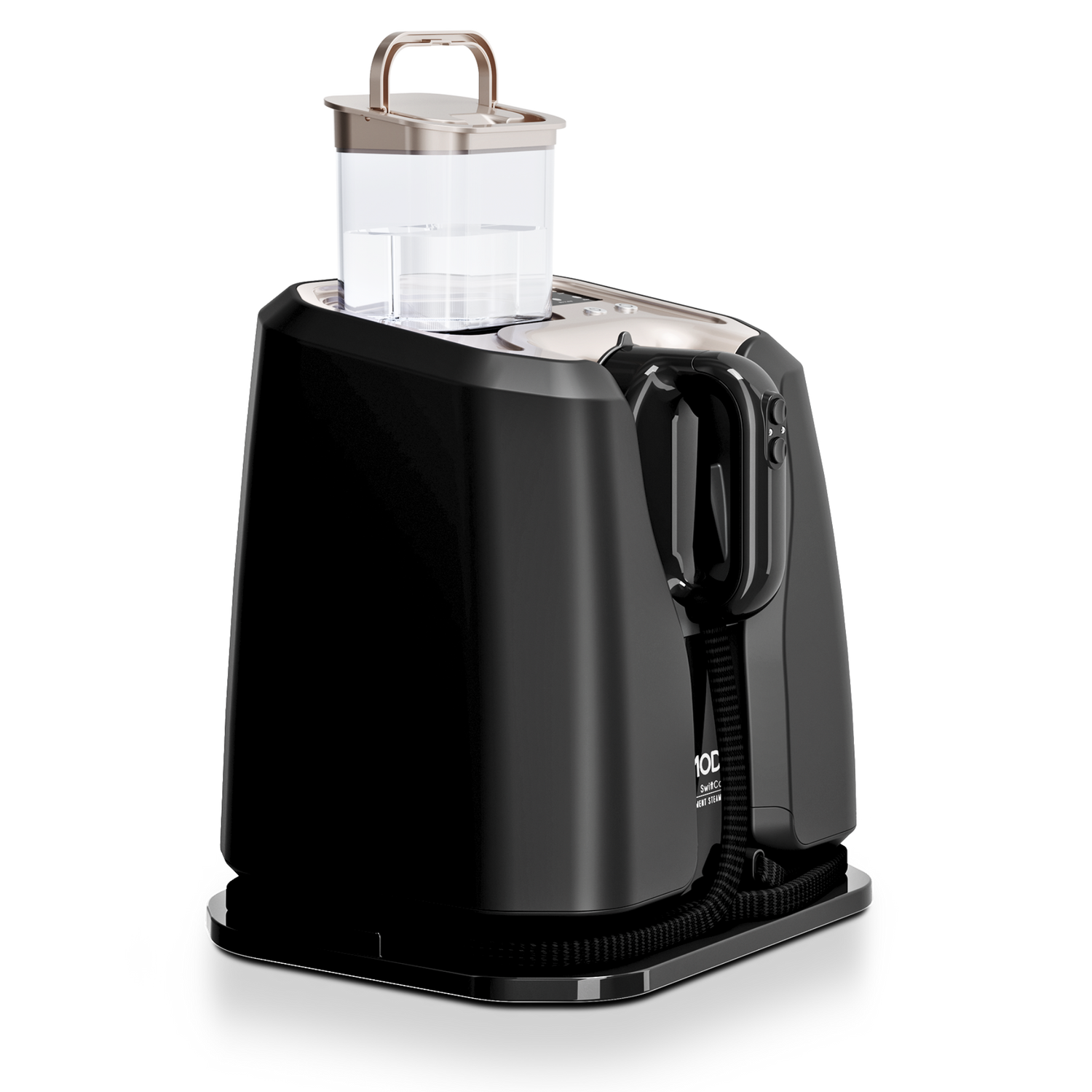Black electric kettle on a white background