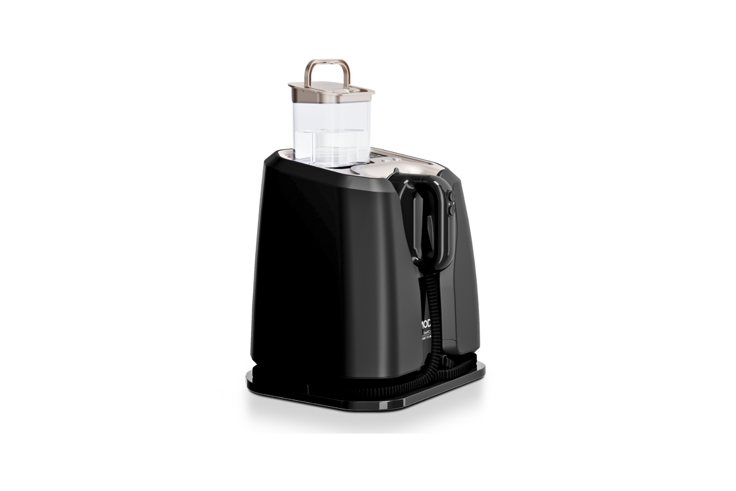 Black electric kettle on a white background